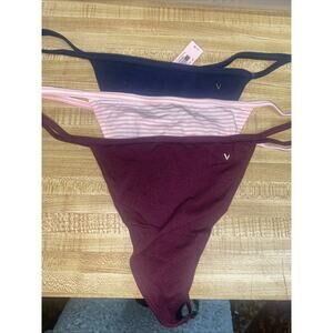 Set Of 3 New Victoria's Secret Sexy V-String G-String Strappy VS Logo NWT Large